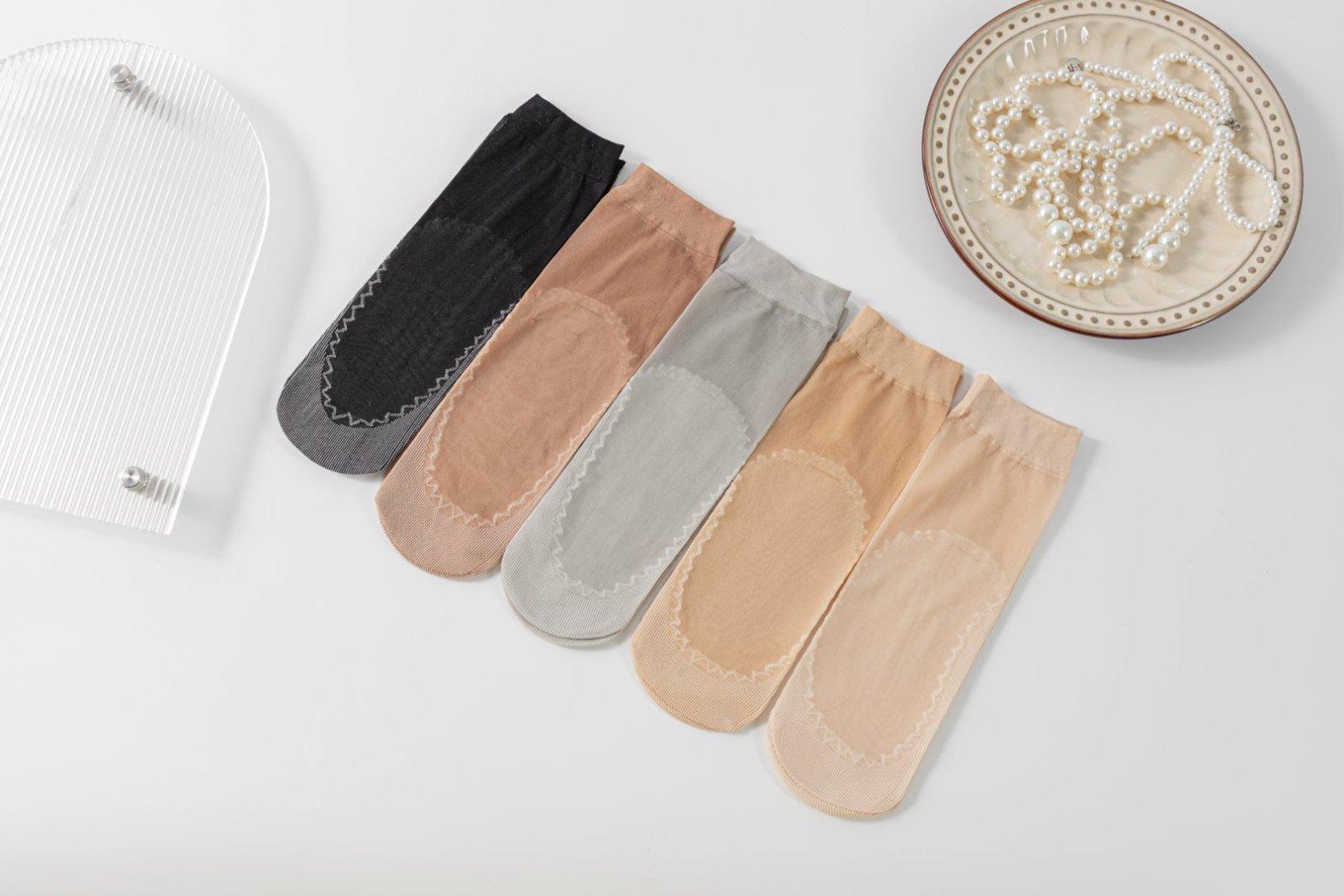 10 Pairs Women's Short Sheer Stockings, Non-Slip Cotton Sole, Ultra-Thin & Run-Resistant, Comfortable Moisture-Wicking Loose Band Massage Stockings