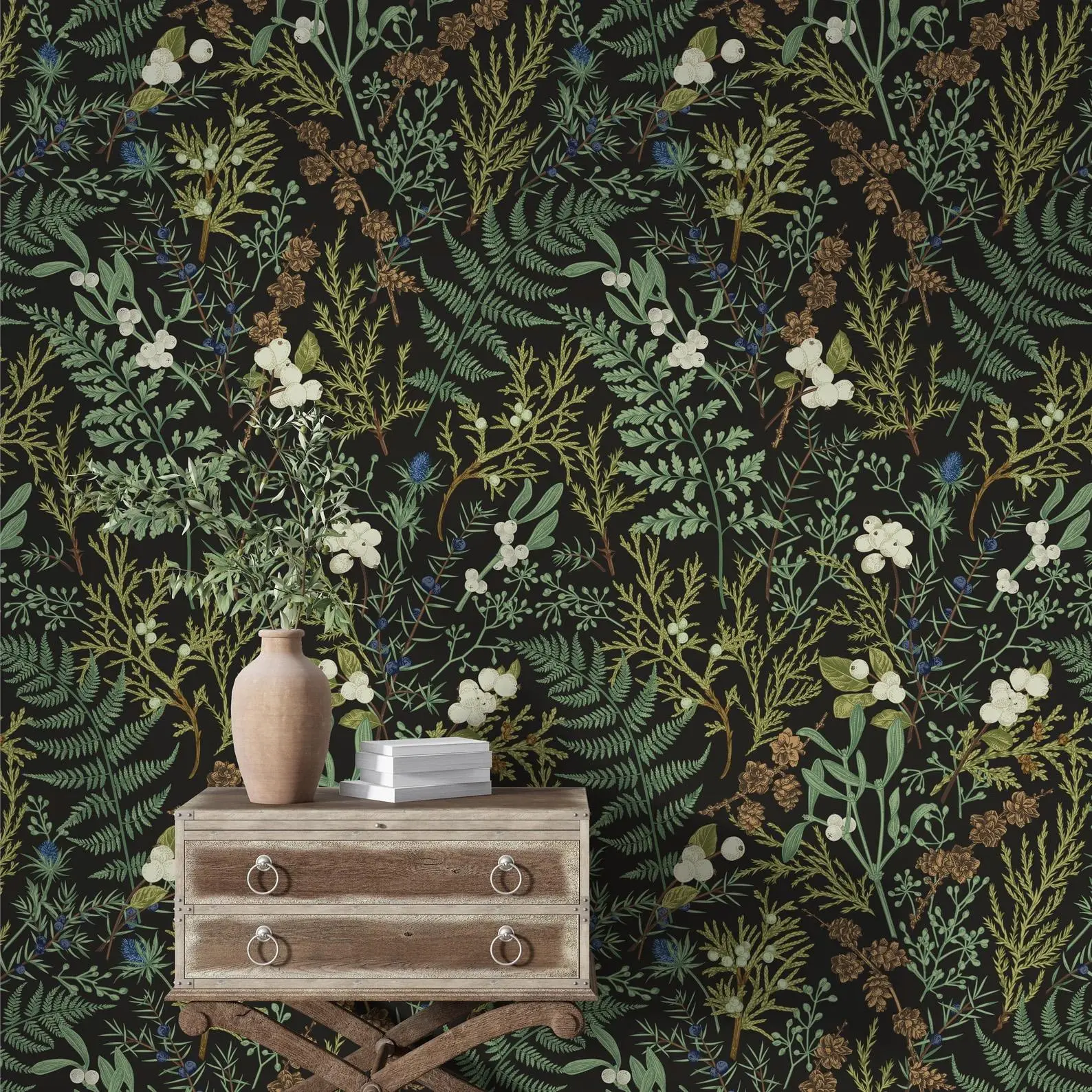 Retro Leaf & Flower Pattern Wallpaper, Self-adhesive Vintage Wallpaper, DIY Decorative Wallpaper For Home Living Room Bedroom Kitchen, Floral Wallpaper Peel and Stick, Peel And Stick Wallpaper Designs, Diy Wallpapers