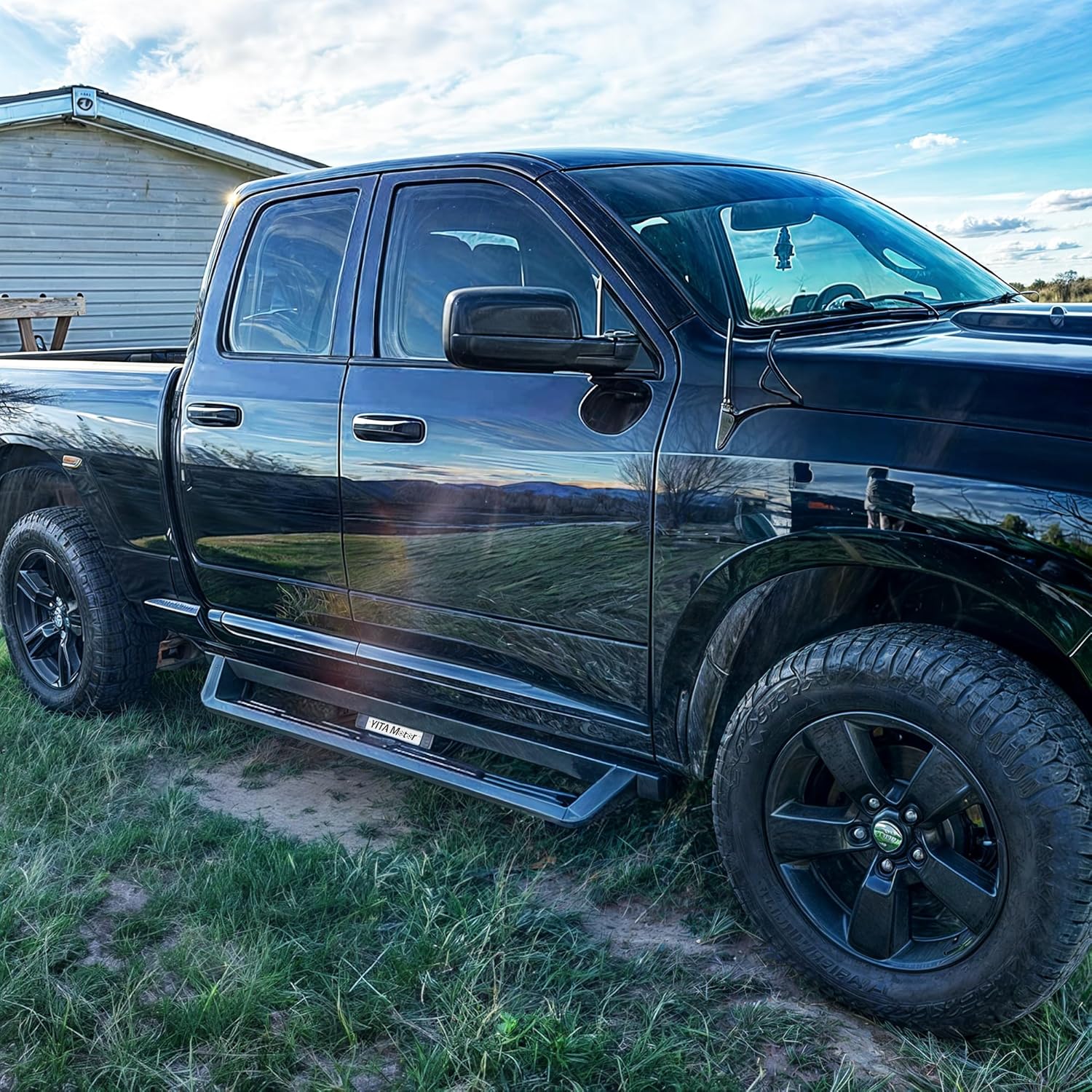 YITAMOTOR Drop Side Steps Compatible with 2009-2018 Dodge RAM 1500, 2019-2024 Ram 1500 Classic Quad Cab, Off-Road Running Boards, Black Powder Coated Nerf Bars
