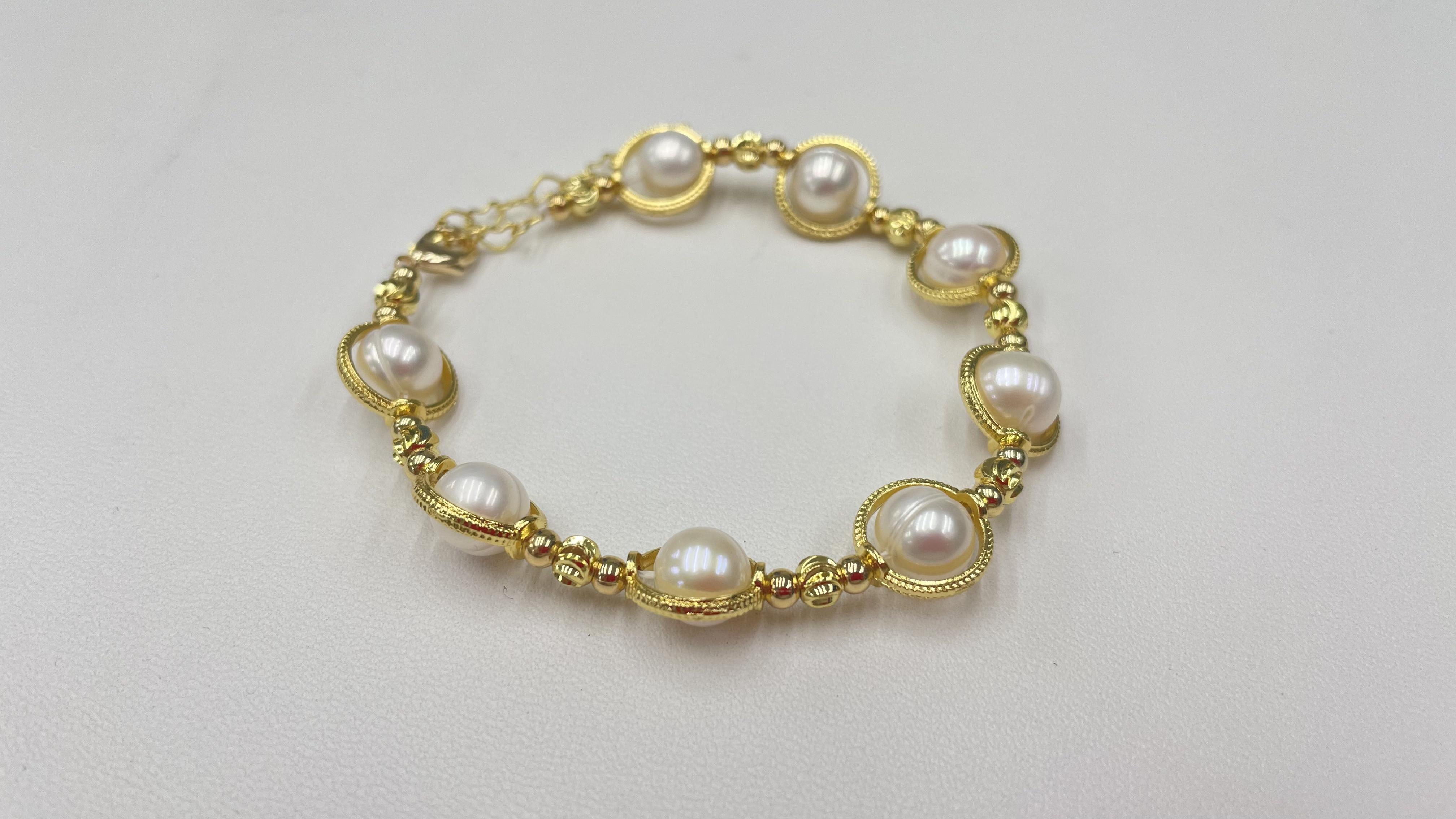 Freshwater Pearl Natural Pearl Bracelet Planet Design Bracelet Classic Fashion Gift giving Versatile Adjustable Tail Chain