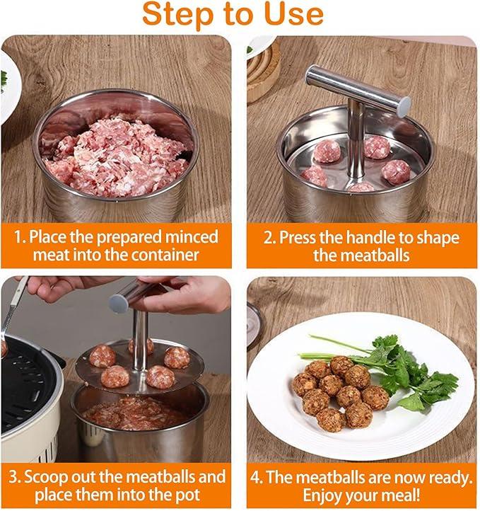 Stainless Steel Meatball Maker, Manual Meatball Making Tool Multifunctional Kitchen Meat Ball Press Easy Meatball Extruder Meat Ball Cooking Gadgets