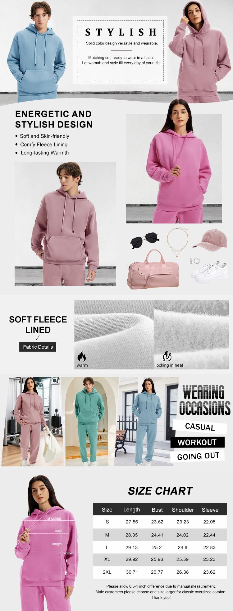 YUCOLEN Oversized Hoodie for Women Men Soft Sweatshirt Cotton Fleece Pullover Hooded Sweatshirt with Kangaroo Pocket Unisex Warm Winter Top