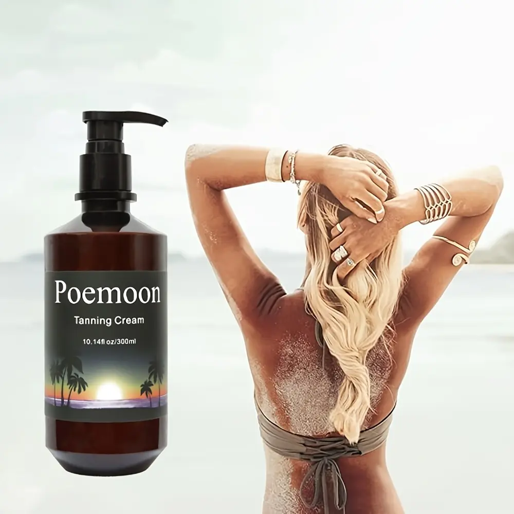 Poemoon Body Self-Tanner Cream - Natural Bronze Glow Moisturizer, Hydrating Sunless Tanning Lotion with Body Care Ingredients, for Women & Men, 300ml