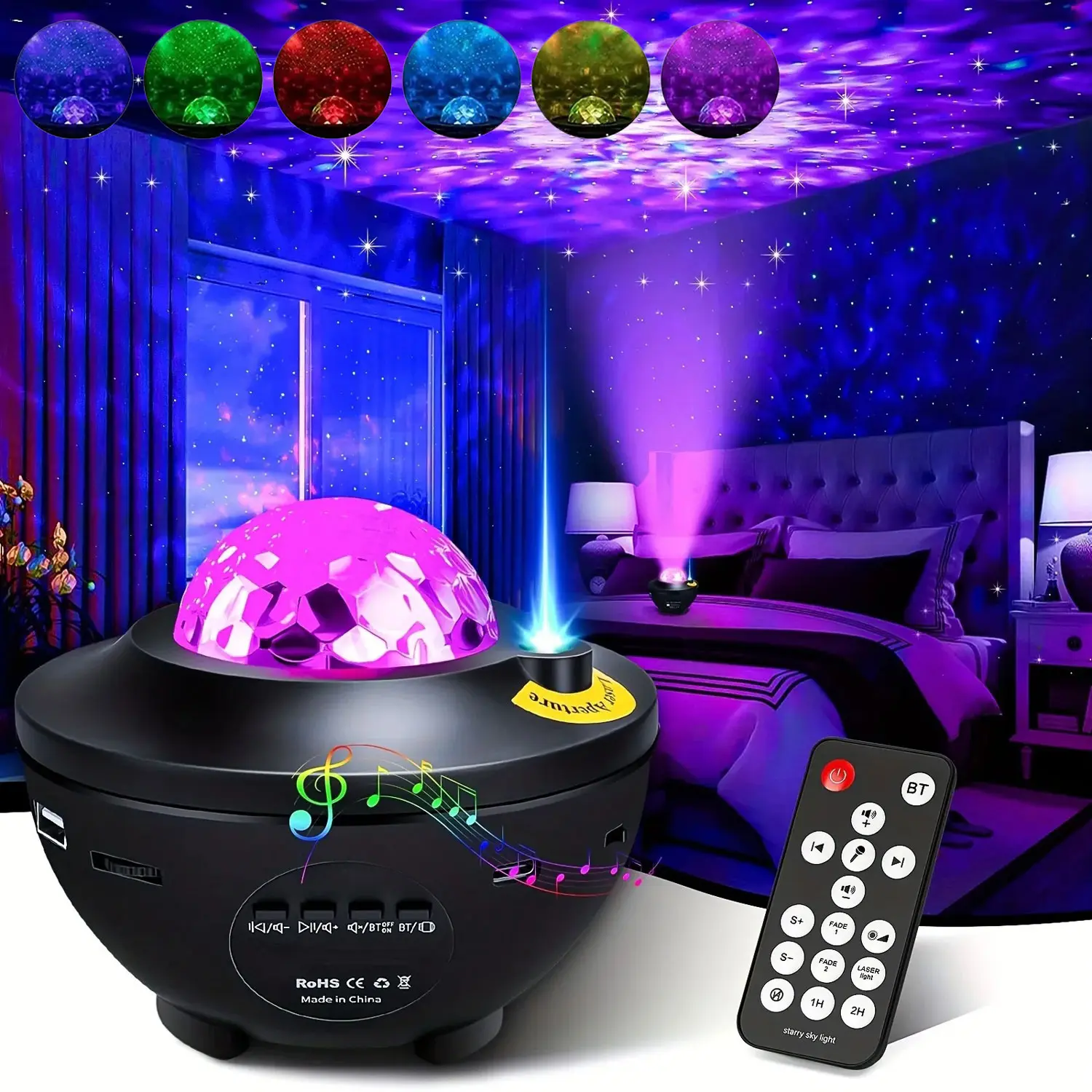 Mini Starry Sky Projector Galaxy Night Light with Bluetooth-compatible Speaker Timer Remote Control Universal Birthday Gift Bedroom Ceiling Home Cinema Game Room Decor Light Dimmable Starry Sky Lights