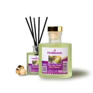 Freshwaves Pear and Thyme Diffuser 100ml Aromatic Reed Diffuser with Black Sticks for Home Fragrance Enhancing Room Ambiance
