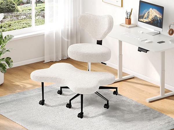 【Deal】Nost & Host Ergonomic Cross Legged Chair, 360° Swivel Meditation Chair with Wheels, Height Adjustable Seat for ADHD, Strong Lumbar Support, Chic Home Office Furniture