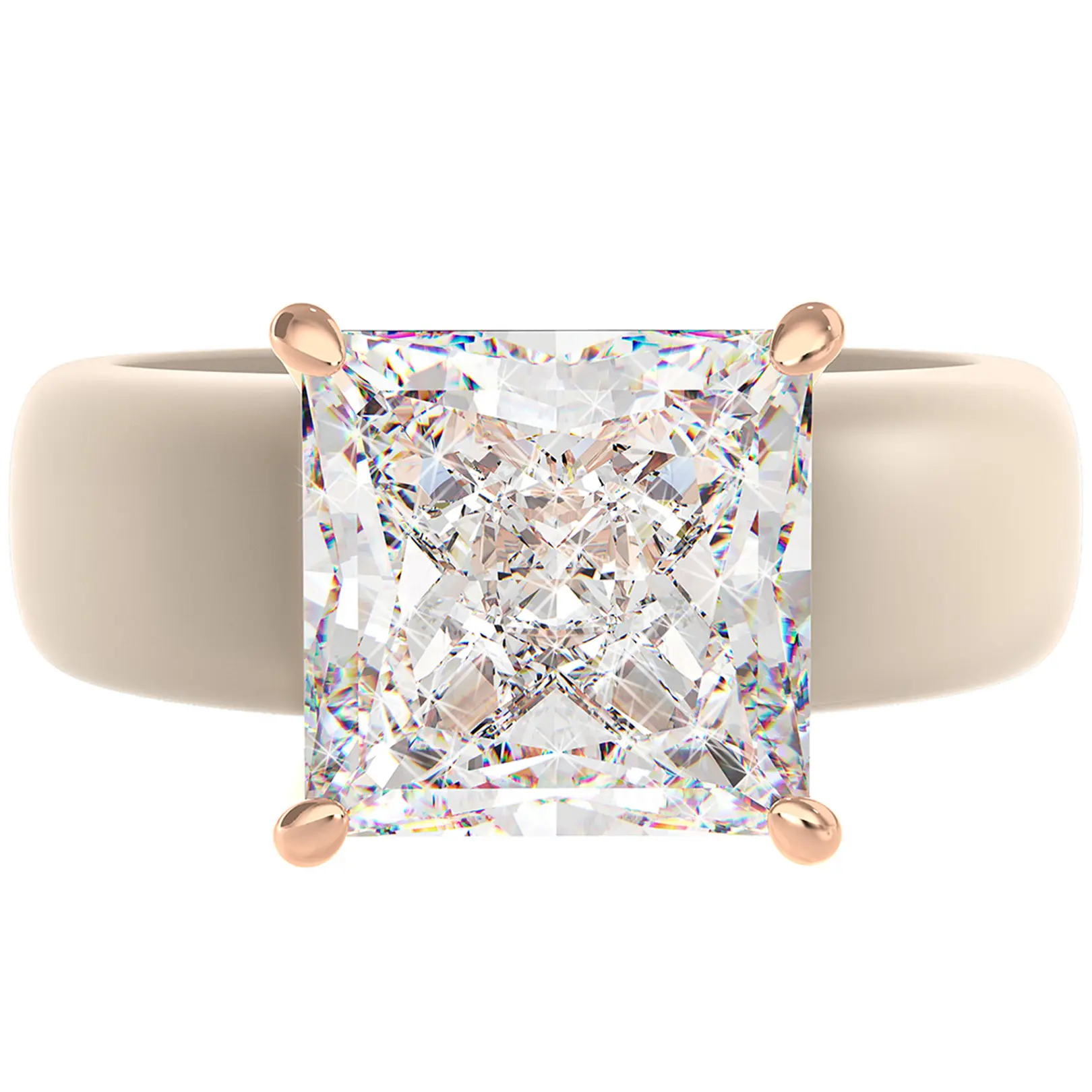 Silicone Ring for Women - 8×8 mm Princess Cut CZ | Patented Design - GlowStone Collection Statement Rings