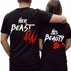 Her Beast His Beauty Couple T-shirt, Matching Outfits For Couples, Valentine Day Gifts, Couple Gifts, Anniversary Shirts, Trending Couple TEE