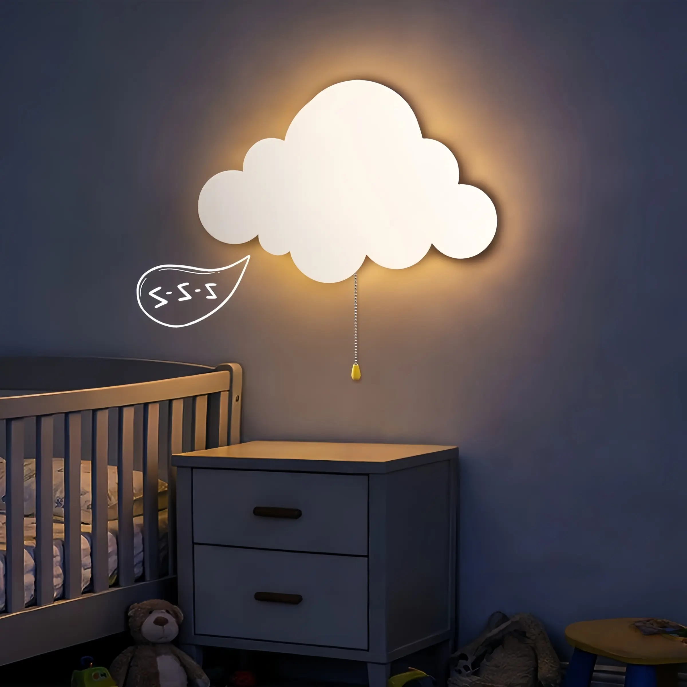 Battery-Powered Hanging Cloud Lamp, Upward Ceiling/wall Mounted Night Light, Ambient Night Lamp, Adhesive Cloud Ceiling Fixture, Decorative Light, Suitable for Bedroom, Nursery Decor