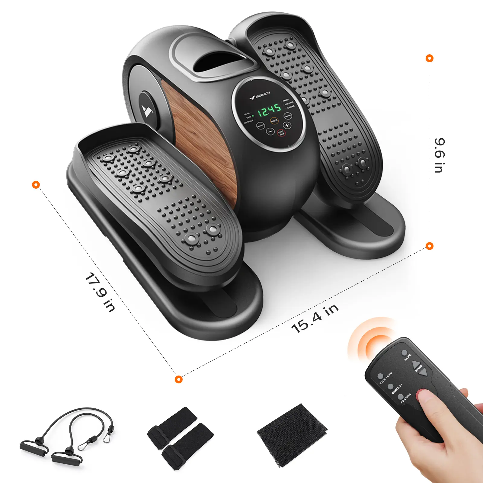 Merach Under Desk Elliptical Machine, Electric Seated Pedal Leg Exerciser for Seniors with Remote Control, 12-Speed Manual & Auto Modes, Anti-Slip Quiet Portable Design for Home Office Fitness Training BackToSchool