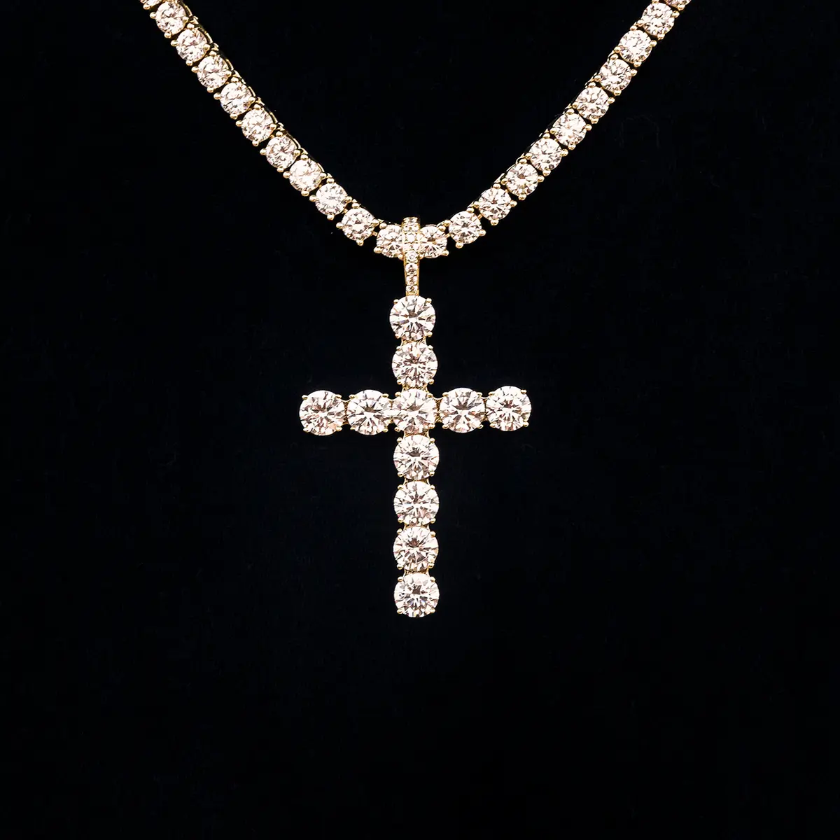 GLD Large Diamond Cross Pendant in Yellow Gold  - Perfect Gift- (Chain Not Included)