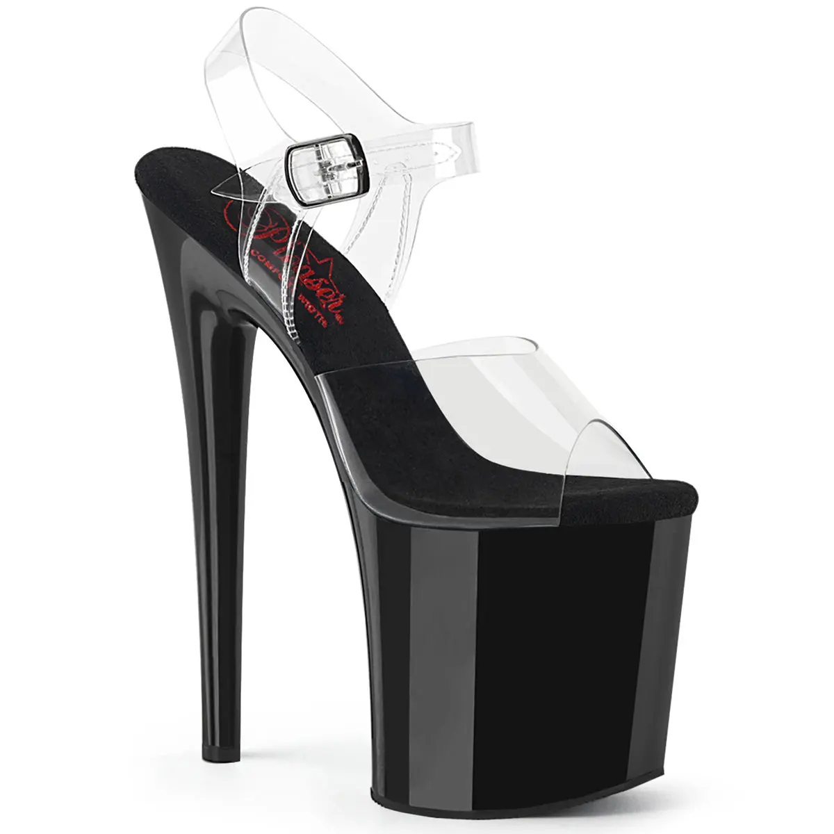 Women's Naughty-808 Patent Platform Sandals, Stylish Ankle Strap High Heels with 8-Inch Heel & 4-Inch Platform, Comfort Width Footwear, Bold Look, Wider Fit, 4 Inches