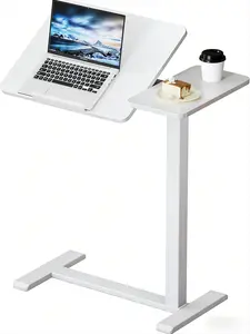 Overbed Bedside Table with Hidden Wheels, Adjustable Medical Tilt Top Hospital Bed Table Over The Bed, Rolling Desk Mobile Standing Desk