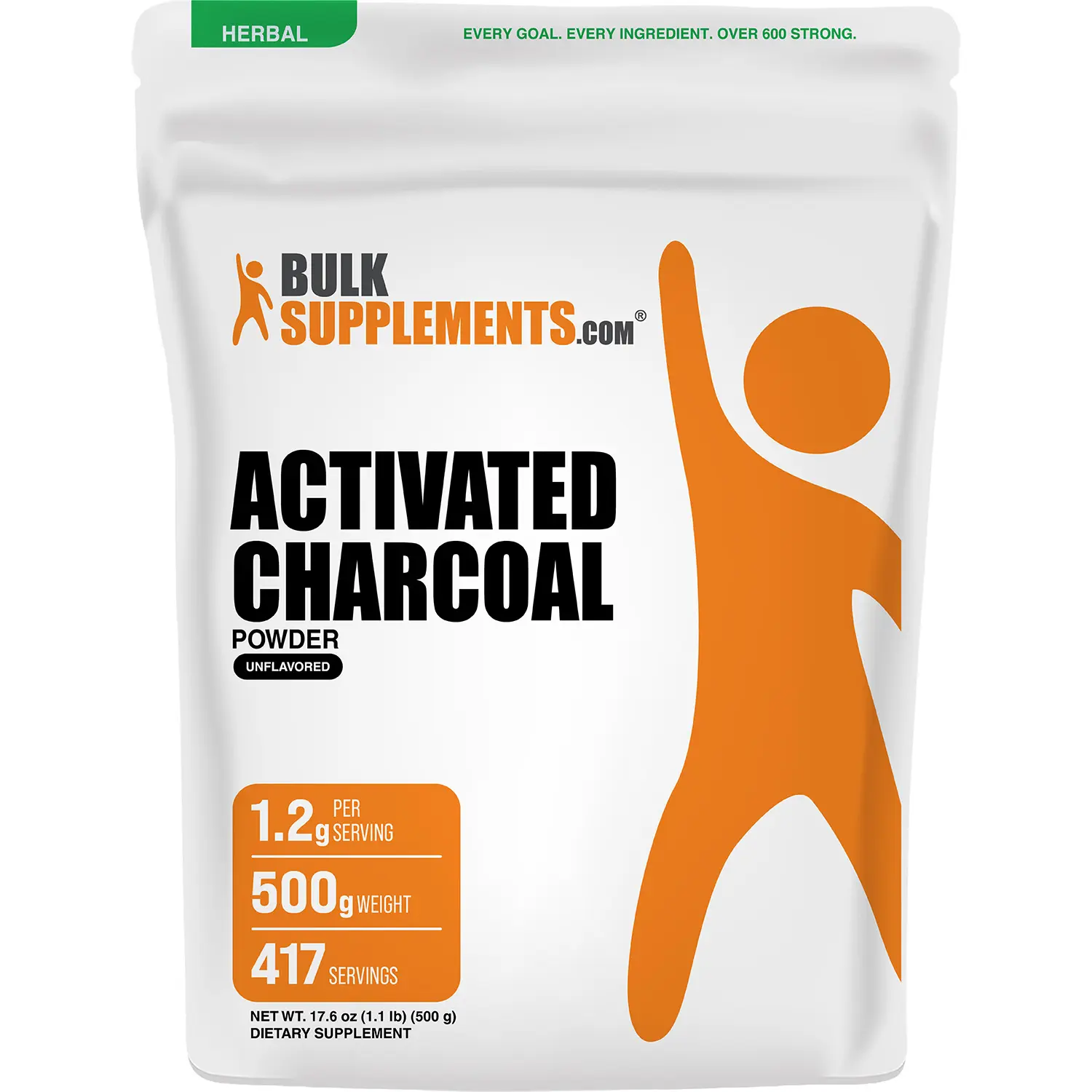 BulkSupplements Activated Charcoal Powder - Dietary Supplements - Natural - 500g - 1.2g per Serving