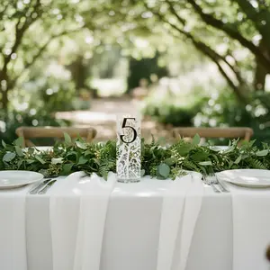 Frosted Acrylic Wedding Table Numbers with Lace Design