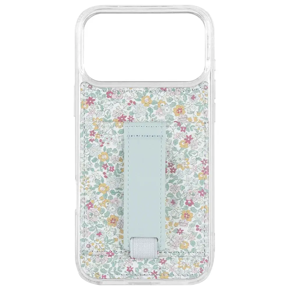 Walli Cases Garden Pattern Cellphone Case with Wallet, Finger Strap, Drop Protection - Mobile Phone Accessory