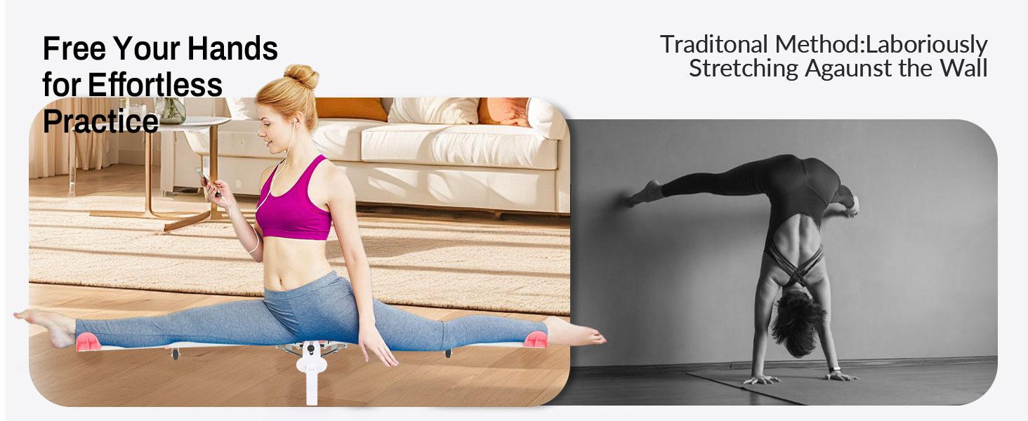 Split Machine, Leg Stretcher Split Machine for Flexibility, Splits Adjustable 0-180° Leg Split Stretching Machine for Ballet, Yoga, Dance, Gymnastics Training Equipment, Silent Wheels, 330lbs Capacity