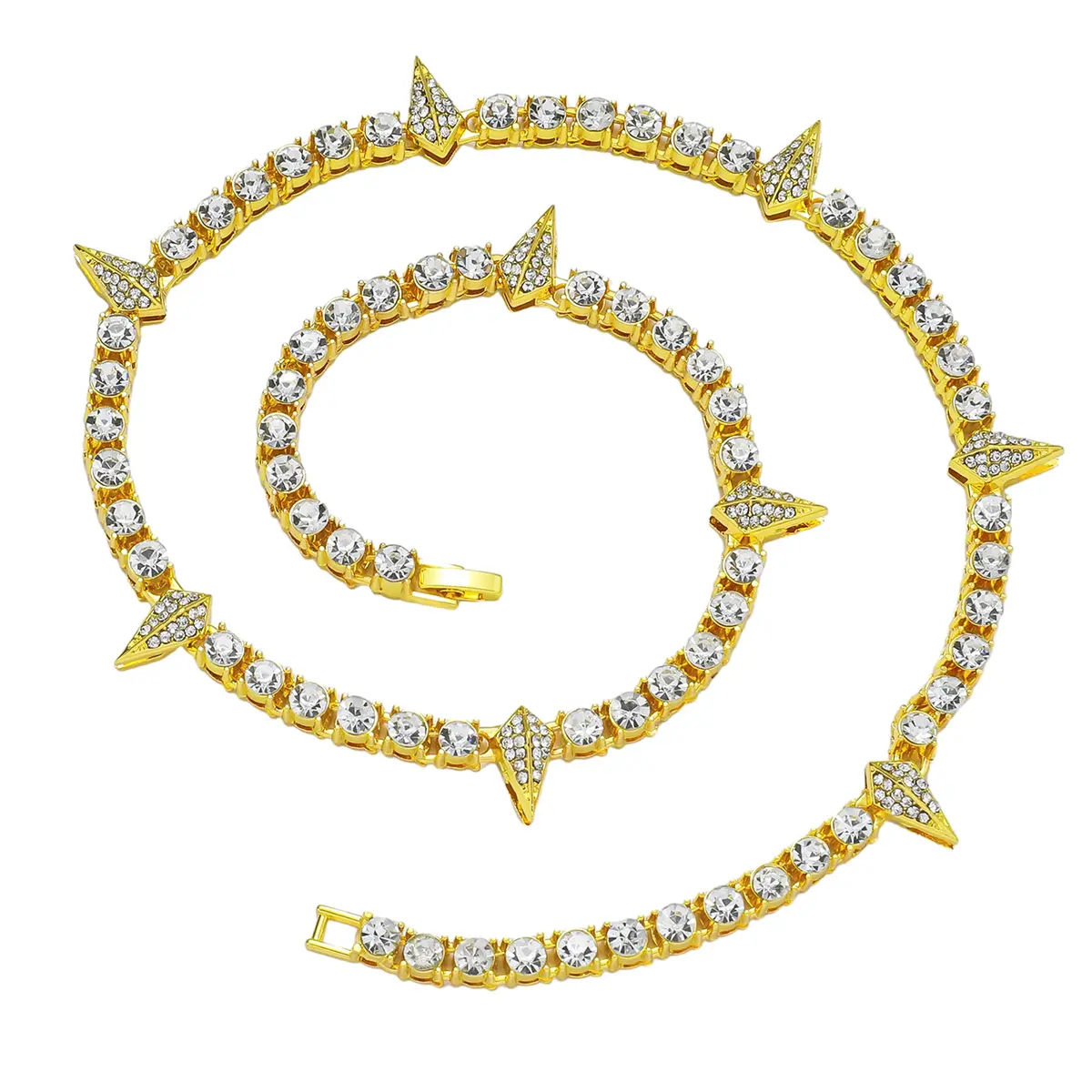 Unisex Spiky Full Stone Tennis Necklace - Black Panther Claw Design Gold/Silver Zirconia Neck Chain, 18/20in Gold Choker, Hypoallergenic Cubic Zirconia Stylish Accessories, Tennis Necklaces, Chains, Black Panther Chain Necklaces