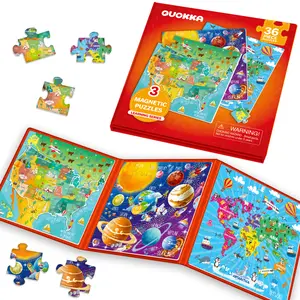 QUOKKA Magnetic Puzzles for Kids Ages 4-6 - 36 Pieces Puzzle - Maps USA, World & Space Toddler Travel Toys
