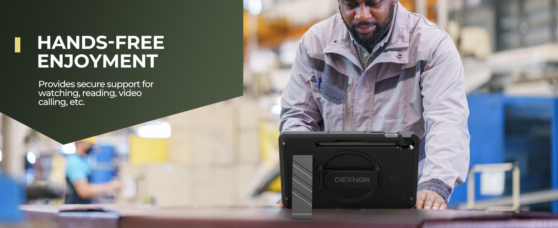 Dexnor Case for Samsung Galaxy Tab S10 Lite/S10 FE / S9 FE 10.9 Inch / S9 11 Inch 2023 with Screen Protector Pen Holder [360 Rotating Hand Strap & Kickstand], Full Body Cover for Tablet S9 FE