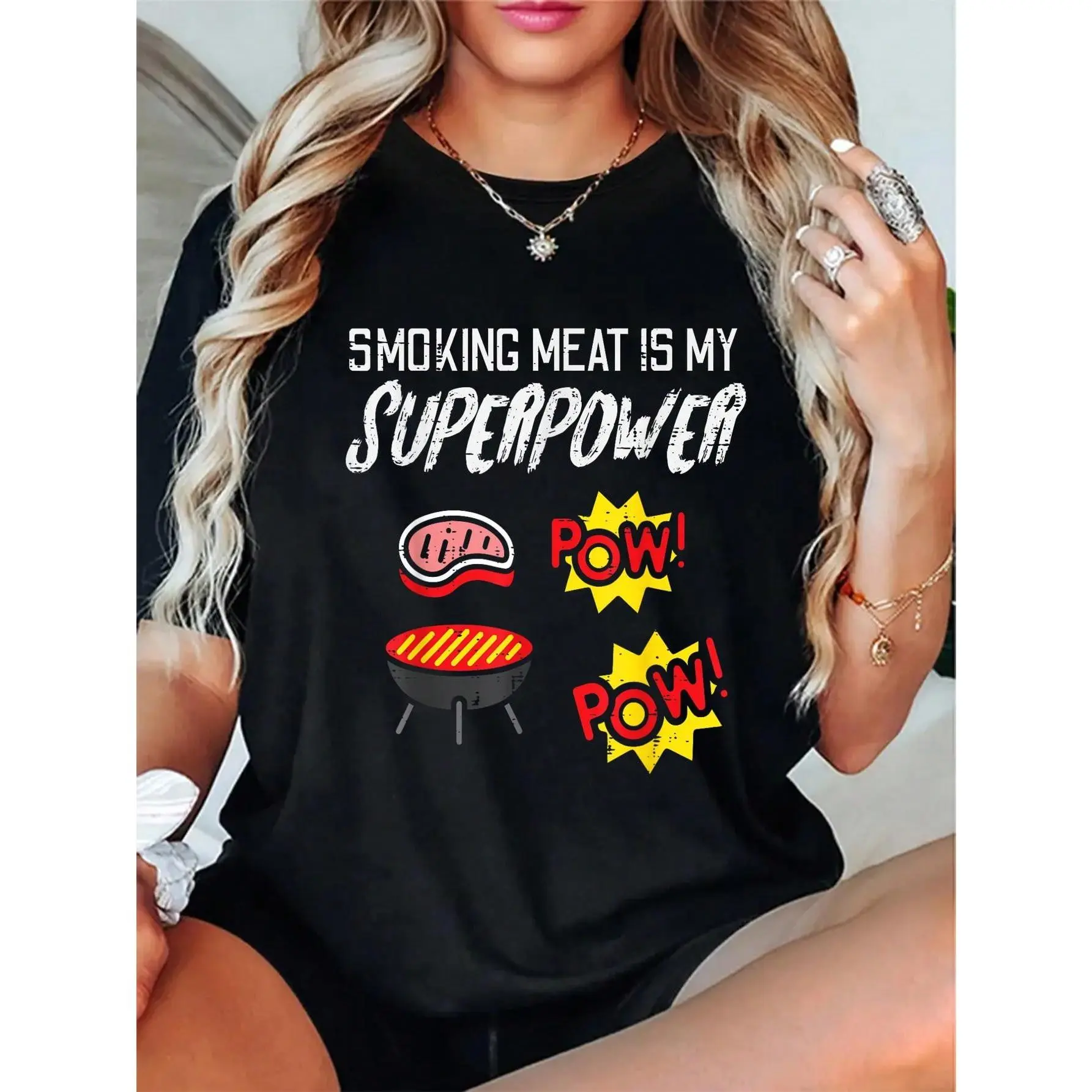 100% Cotton Grilling Meat My Superpower Bbq Barbecue Grill Men Women T-Shirt