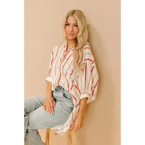 Cider Sippin' Oversized Stripe Button Up