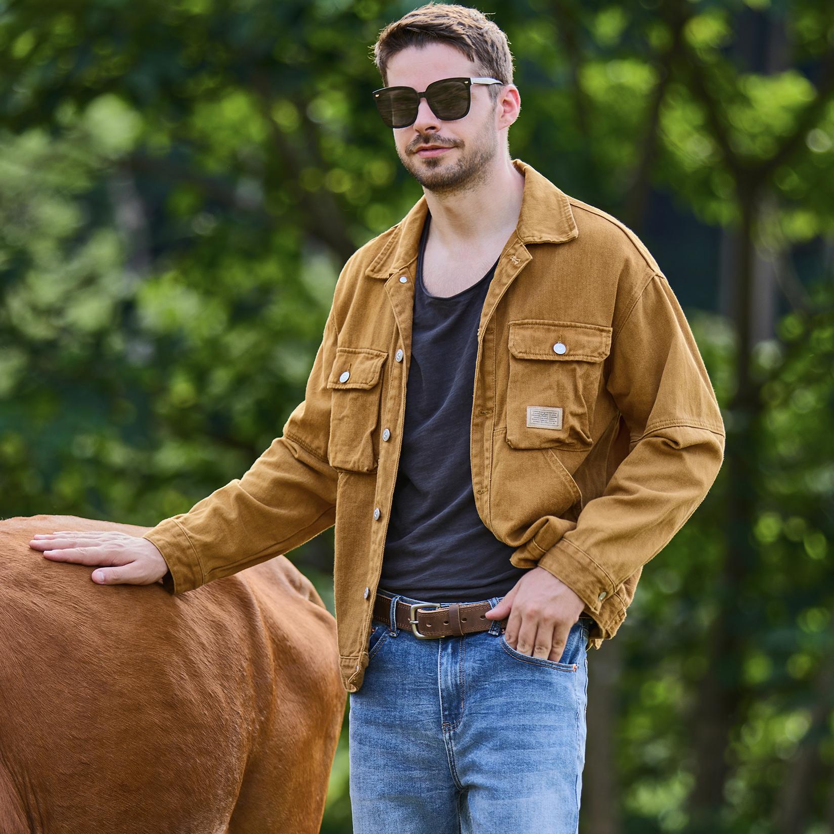 VATAN Men's Genuine Leather Fashionable Buckle Decorated Waistband for Jeans Belts Versatile Stylish for Work Business Trendy All-match Exquisite Belt for Birthday Gift