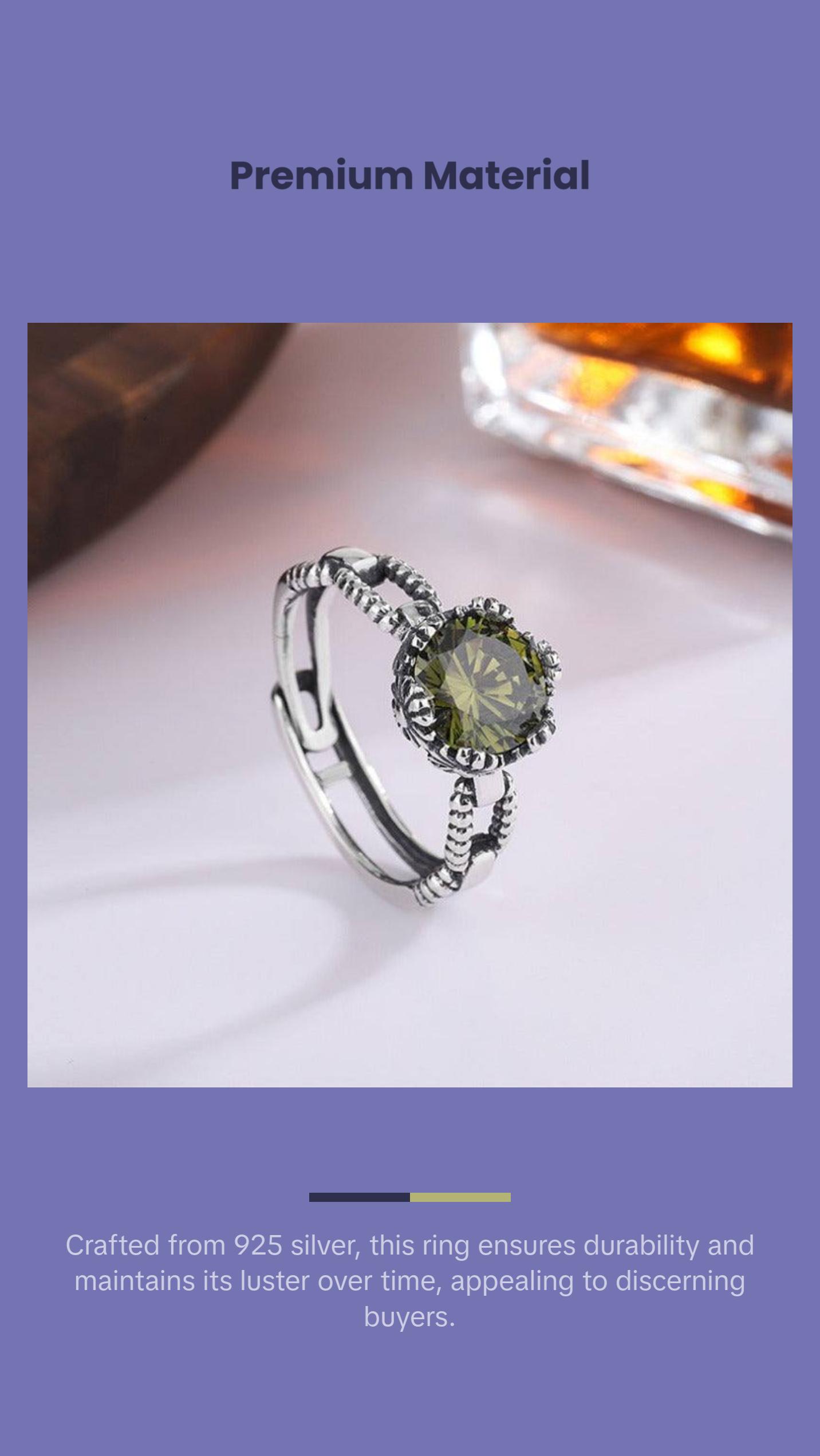 Round Olive Ring Studded With Zircon