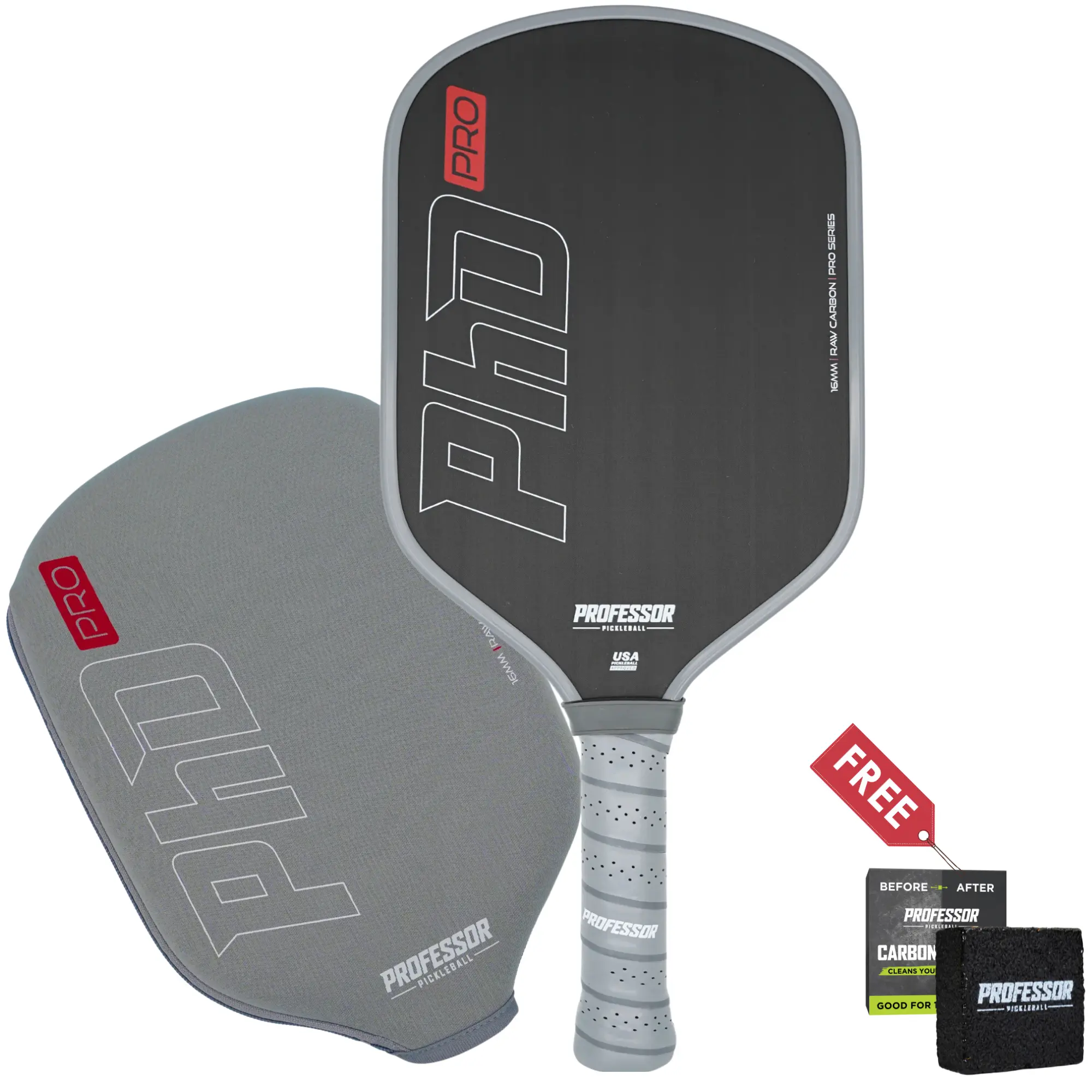 Professional Pickleball Paddle with T700 Raw Carbon Surface, 16mm Thermoformed Solid Unibody Design, Polymer Honeycomb Core for Max Spin and Power, 5.5-Inch Long Handle - Includes Free Cover, Table Tennis Racket, Best Pickleball Paddles, T700 Spin Boost,,