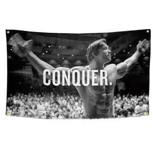 Conquer Gym Motivational Poster, 1 Count Gym Decor Backdrop, Fashionable Wall Hanging Banner for Home Gym, Party Decoration, Modern Minimalist Design, for Men, Unique Artwork, Durable Material