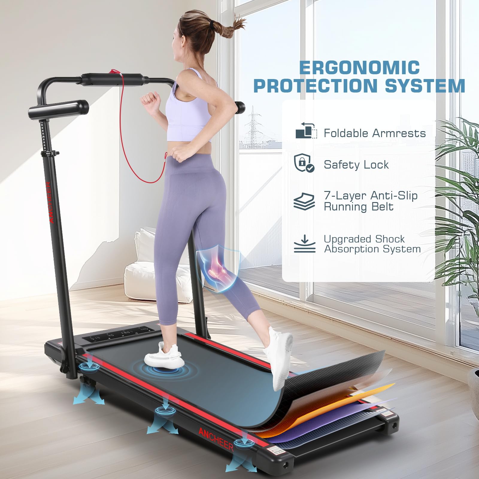 【Spring Glow Up】ANCHEER Treadmill with Desk Workstation & Adjustable Height, 8 in 1 Folding Treadmill with 8% Incline, 2.5HP Walking Pad for Home, 300lbs Weight Capacity/Ultra-Quiet/3 Type Control/Installation-Free