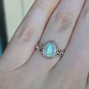 Walo Opal Sterling Silver Ring Teardrop Cut