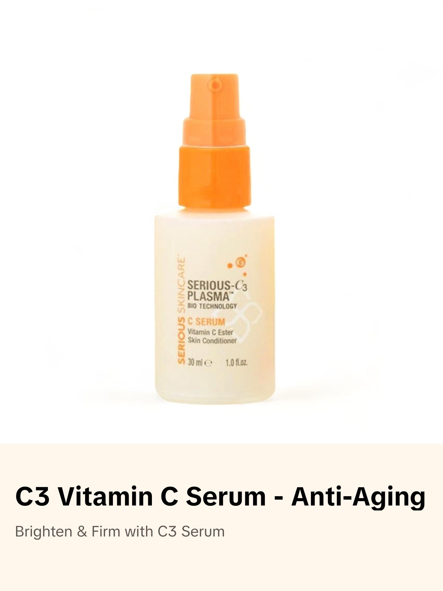 Serious Skincare C3 Vitamin C Serum – Anti-Aging, Hydrating, Brightening Face Treatment | 1 fl oz Advanced Peptides Restore Firm Lines Reduce Wrinkles