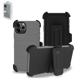 IPHONE 11 PRO Compatible 3-In-1 Hybrid Heavy Duty Holster Combo Case For APPLE IPHONE 11 PRO In Gray - Shockproof Protection by CELL DEMAND