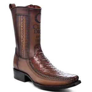 Honey Ostrich Zipper Boot