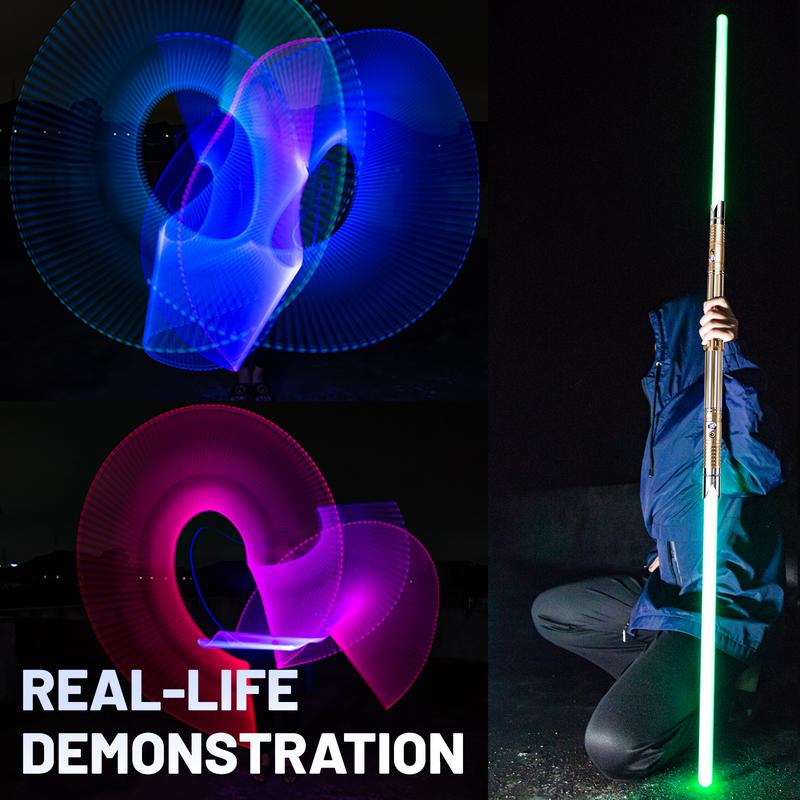 Light Saber, Heavy Dueling Light Sabers 2 Pack, 12 RGB Colors 16 Sound Fonts with Metal Hilt Double-Bladed Light Saber Smooth Swing Motion Control 2 in 1 Light Sabers for Adults Valentine's Day gift