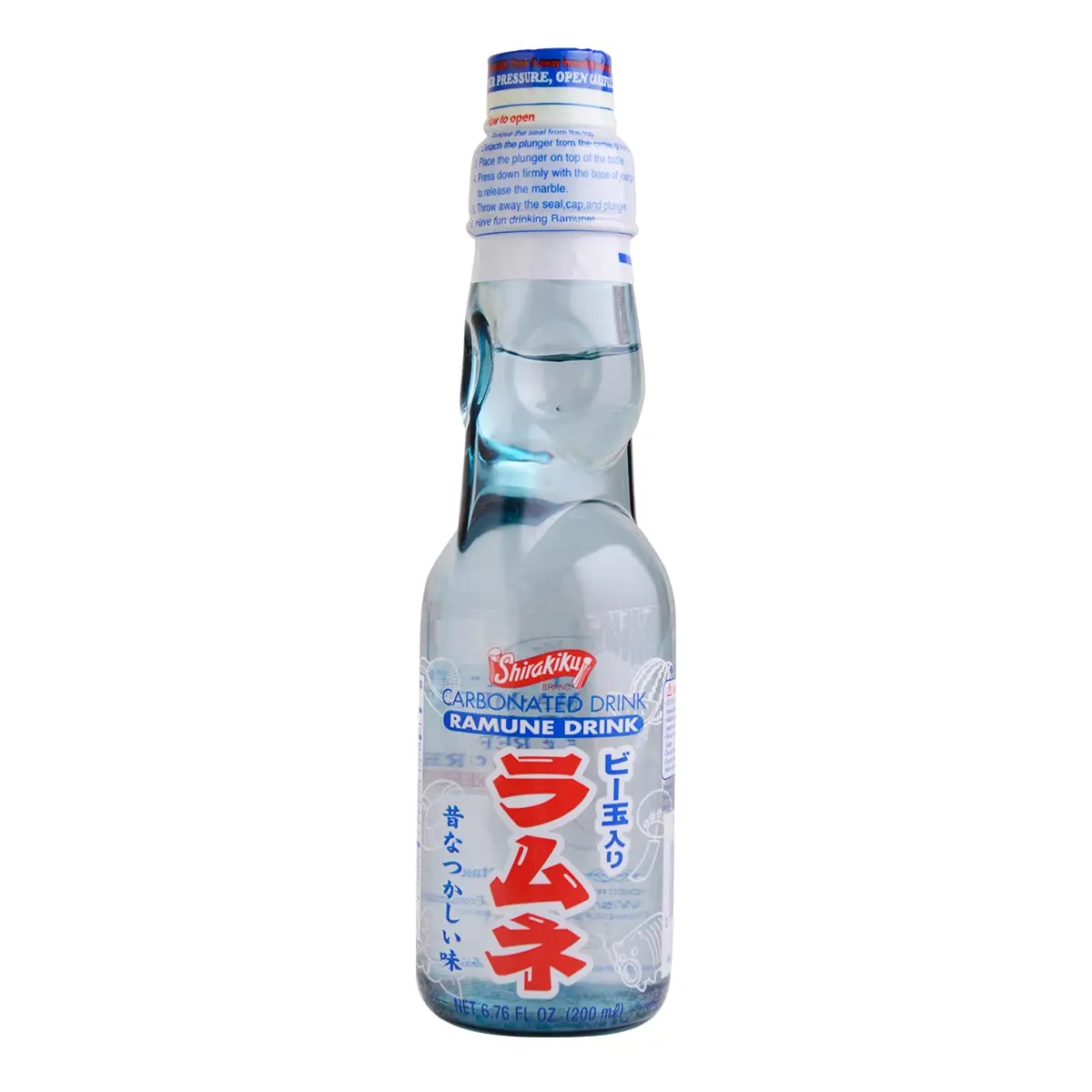 Shirakiku Japanese Ramune Soda Original Flavor - Classic Refreshing Carbonated Drink, 200ml Bottle