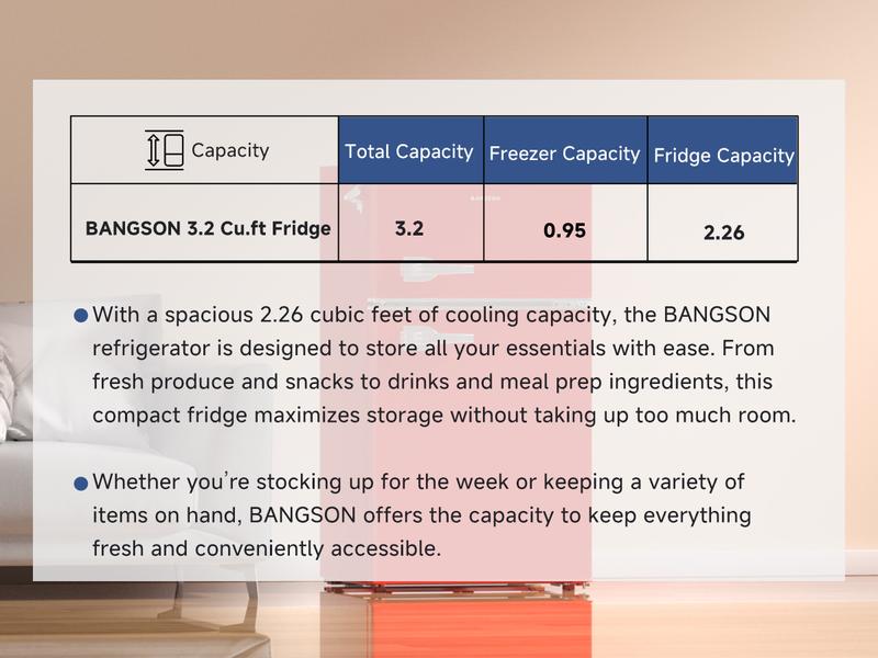 BANGSON 3.2 Cu.Ft Retro Double-Door Mini Fridge with Top Freezer, Adjustable Thermostat, Energy-Efficient & Quiet, Compact & Easy to Clean, for Office/Apartment/Dorm, Red, Black, Cream White