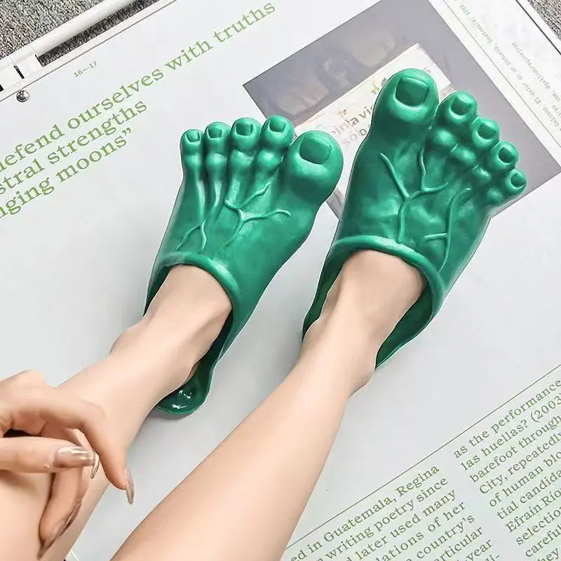 Novelty Realistic Foot Shaped Slides Skin Tone Soft Silicone Massage Dot Open Toe Slippers For Home Lounge Costume Party Prank Plays Unisex Weird Fun Indoor Footwear For Novelty Gift Lovers