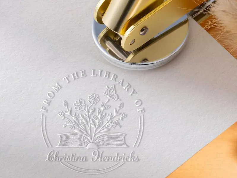 Personalized Book Embosser, Gifts for Book Lovers, From the Library of Book Stamp, Custom Book Embosser, Stamp, Library Embosser w Name