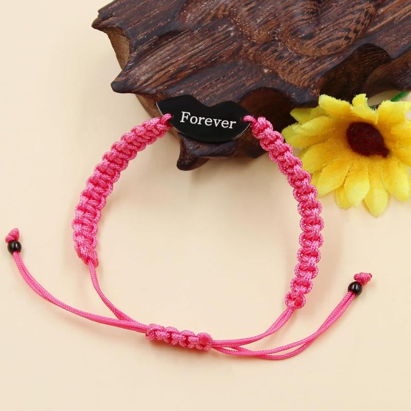 3pcs Personalized Friendship Bracelets Set | Stainless Steel Heart Puzzle Charm Handwoven Adjustable Drawstring Bracelets | Laser Engraved Best Friends Forever Jewelry Gift