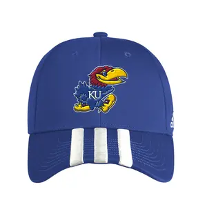adidas Mens Kansas Jayhawks 3-Stripes Structured Adjustable Cap Casual - Blue