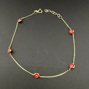 14k evil red eye size 7.5-8.5