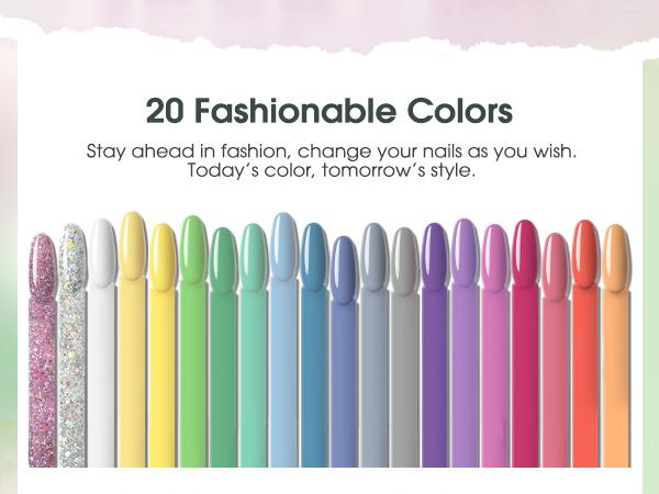 ROSALIND 23Pcs Mini Gel Nail Polish Set - 20Colors Trendy Bright Gel Polish with Base Coat Glitter Glossy Matte Top Coat for All Seasons Beauty Nail Supplies Girl Cute Gifts Requires UV