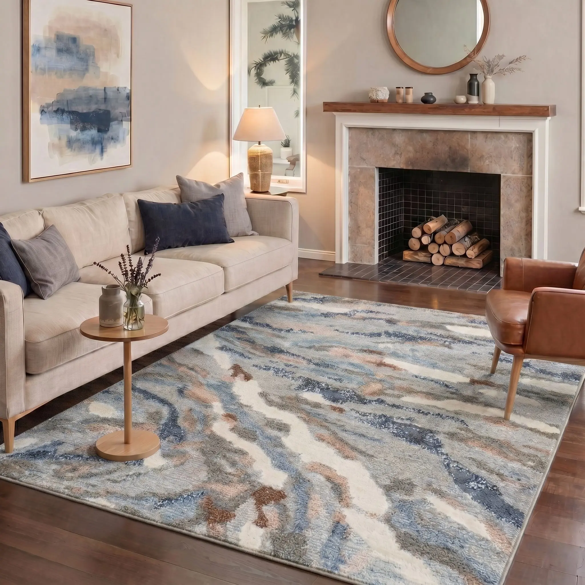 【Back To School】GENIMO Non Slip Area Rug Machine Washable Soft Floor Carpet Pet Friendly Home Rug for Bedroom Living Room Kitchen Hallway Kitchen Decor,ARA2795-TEAL ECHO