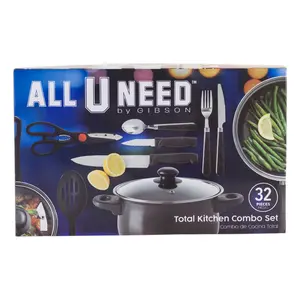 Gibson All U Need Stainless Steel Total Kitchen Combo Set - 32 Pieces - Black Cookware Gibson All U Need Stainless Steel Total Kitchen Combo Set - 32 Pieces - Black Cookware