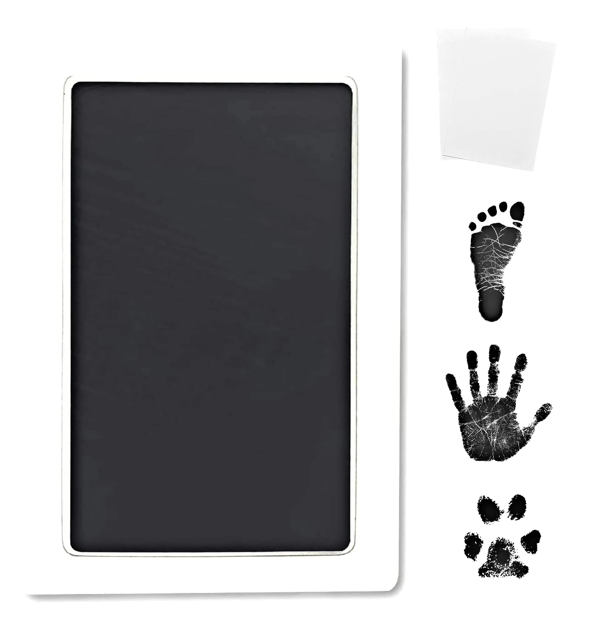 Inkless Large Clean Touch Ink Pad Kit - Single-Use, Baby Safe, No Ink Mess, for Baby Footprint/Handprint, Includes 4 Paper Cardstocks, Ideal for Art Prints (Home Decor Supplies)