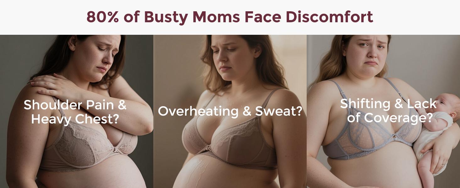 Momcozy Busty Nursing Bras, U.S.Cotton Wirefree Fixed Padded Maternity Bra, Full Coverage Adjustable Fit