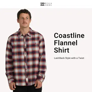 BILLABONG Men's Coastline Flannel Shirt, 100% Cotton Flannel, Relaxed Regular Fit, Laid-Back Style, Chest Pocket