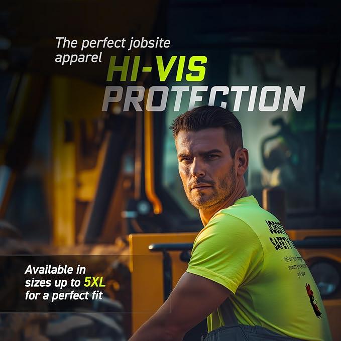 Crayons - Hi Visibility Safety Yellow Work T-Shirt Jersey Menswear apparel | Graphic Vintage tees Top Collar